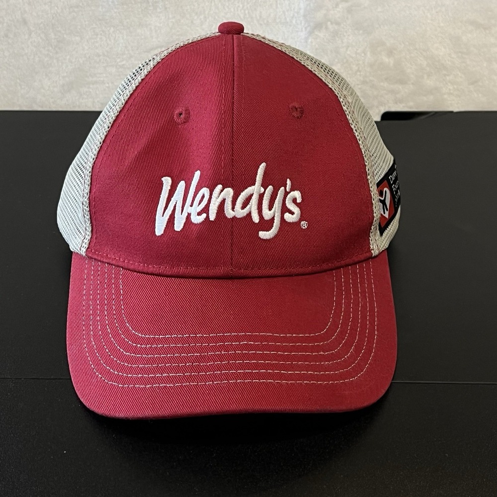 Wendy's Employee Team Member Mesh Trucker Hat Cap Red Fast Food Snapback